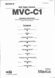 Sony MVC C 1 manual. Camera Instructions.